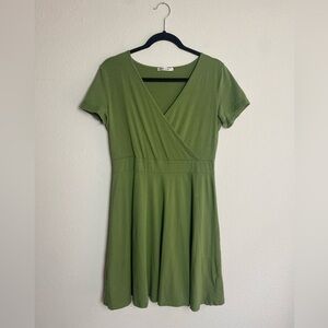Msbasic Army Green Aline Faux Wrap Mini Dress